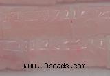 CRQ706 15.5 inches 14*31mm carved column rose quartz beads