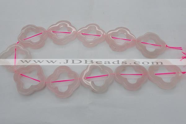 CRQ712 15.5 inches 38mm carved flower rose quartz beads