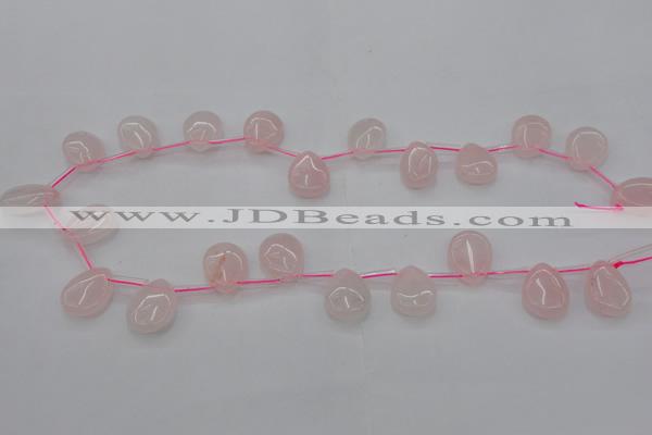 CRQ718 Top drilled 13*18mm flat teardrop rose quartz beads