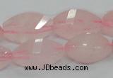 CRQ72 15.5 inches 12*24mm twisted rice natural rose quartz beads