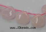 CRQ721 Top drilled 15*15mm flat teardrop rose quartz beads