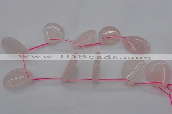 CRQ730 Top drilled 30*40mm flat teardrop rose quartz beads