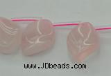 CRQ732 Top drilled 15*20mm twisted marquise rose quartz beads