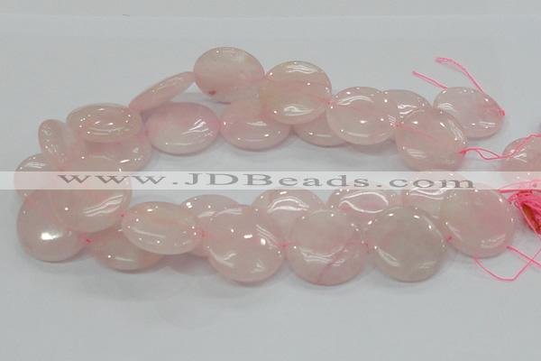 CRQ74 15.5 inches 30mm flat round natural rose quartz beads