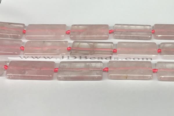 CRQ752 15.5 inches 20*40mm rectangle rose quartz beads