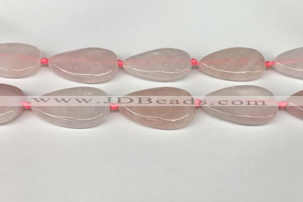 CRQ757 15.5 inches 25*40mm flat teardrop rose quartz beads