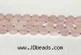 CRQ764 15.5 inches 14mm flat round rose quartz beads