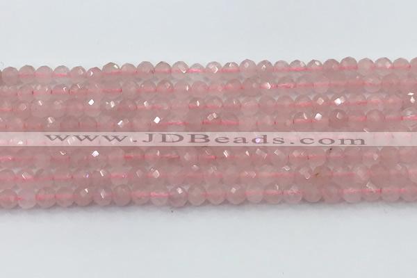 CRQ785 15.5 inches 5mm faceted round rose quartz beads wholesale