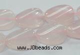 CRQ80 15.5 inches 15*20mm twisted oval natural rose quartz beads