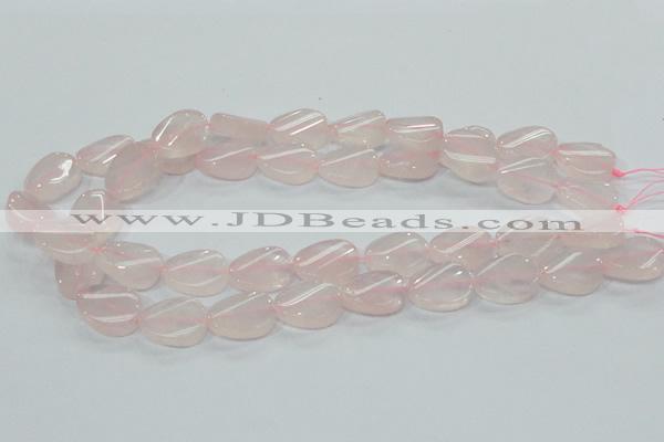 CRQ80 15.5 inches 15*20mm twisted oval natural rose quartz beads