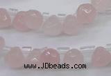 CRQ800 Top drilled 7*7mm faceted teardrop rose quartz beads