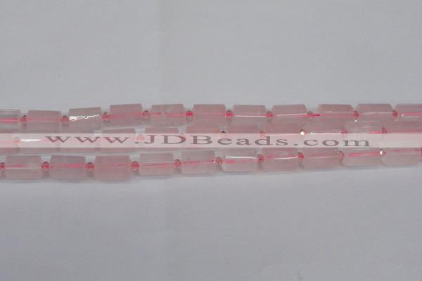 CRQ812 15.5 inches 10*15mm faceted tube rose quartz beads