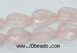 CRQ87 15.5 inches 12*18mm faceted teardrop natural rose quartz beads