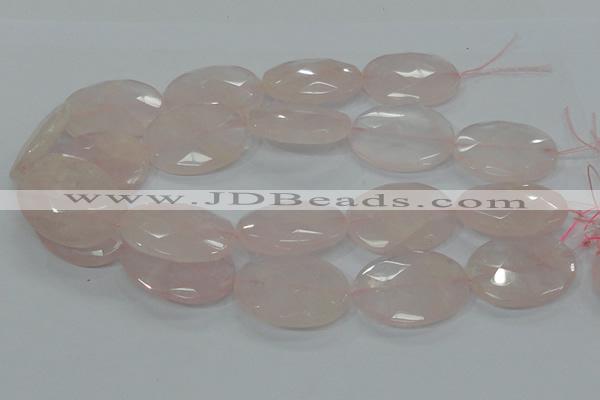 CRQ95 15.5 inches 30*40mm faceted oval natural rose quartz beads