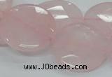 CRQ97 15.5 inches 25mm faceted flat round natural rose quartz beads