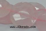 CRQ98 15.5 inches 35mm faceted flat round natural rose quartz beads