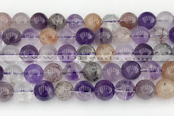 CRU1020 15.5 inches 10mm round mixed rutilated quartz beads