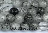 CRU1052 15 inches 6mm round black rutilated quartz beads