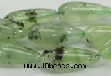 CRU106 15.5 inches 10*25mm teardrop green rutilated quartz beads