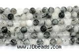 CRU1083 15.5 inches 10mm round black rutilated quartz gemstone beads