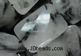 CRU11 15.5 inches 20*30mm faceted rectangle black rutilated quartz beads