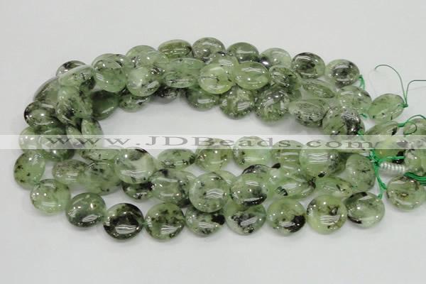 CRU111 15.5 inches 20mm flat round green rutilated quartz beads