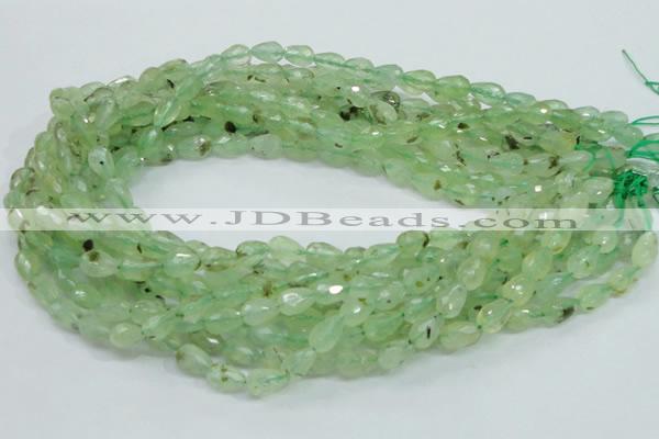 CRU127 15.5 inches 7*11mm faceted teardrop green rutilated quartz beads