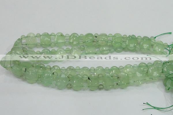 CRU135 13*18mm oval & round double drilled green rutilated quartz beads