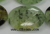 CRU142 15.5 inches 30*40mm faceted oval green rutilated quartz beads