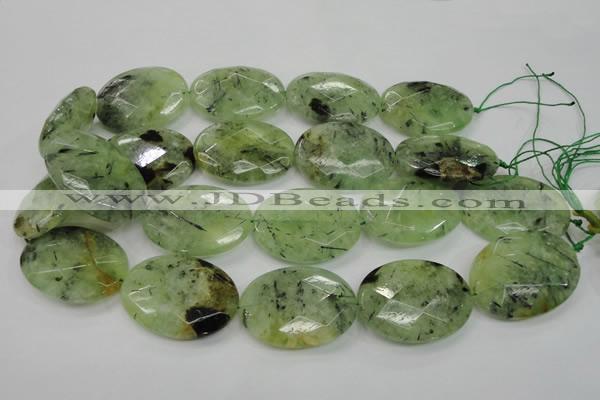 CRU142 15.5 inches 30*40mm faceted oval green rutilated quartz beads