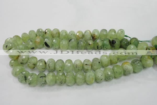 CRU143 15.5 inches 13*18mm faceted rondelle green rutilated quartz beads