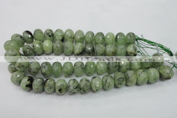 CRU144 15.5 inches 15*20mm faceted rondelle green rutilated quartz beads