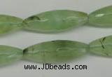 CRU167 15.5 inches 10*30mm faceted rice green rutilated quartz beads