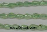 CRU170 15.5 inches 6*10mm faceted teardrop green rutilated quartz beads