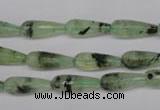 CRU172 15.5 inches 6*16mm faceted teardrop green rutilated quartz beads