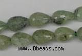 CRU173 15.5 inches 10*14mm faceted teardrop green rutilated quartz beads