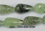 CRU215 15 inches 12*22mm faceted teardrop green rutilated quartz beads