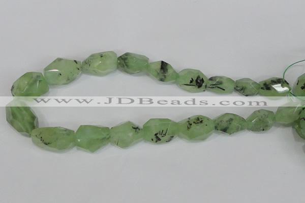 CRU217 12*20mm – 18*25 faceted nuggets green rutilated quartz beads