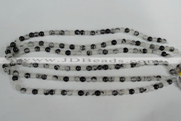 CRU302 15.5 inches 6mm round black rutilated quartz beads