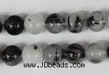 CRU304 15.5 inches 10mm round black rutilated quartz beads