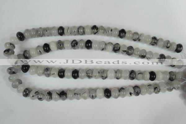 CRU325 15.5 inches 8*12mm rondelle black rutilated quartz beads