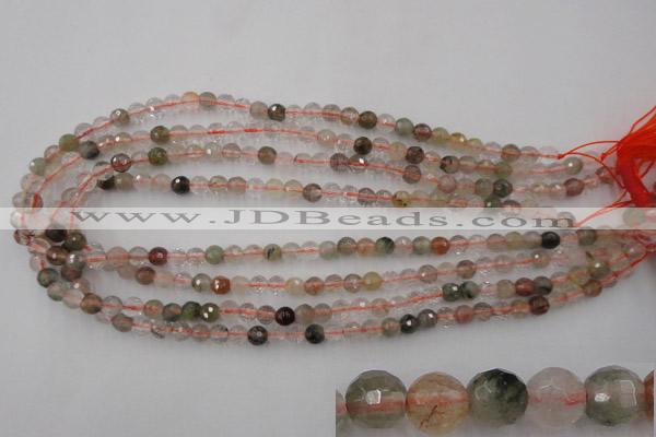 CRU401 15.5 inches 6mm faceted round Multicolor rutilated quartz beads