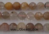 CRU403 15.5 inches 10mm faceted round Multicolor rutilated quartz beads