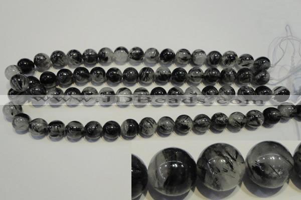 CRU504 15.5 inches 12mm round black rutilated quartz beads wholesale