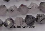 CRU513 15.5 inches 10mm faceted nuggets black rutilated quartz beads