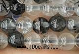 CRU531 15.5 inches 4mm round black rutilated quartz beads