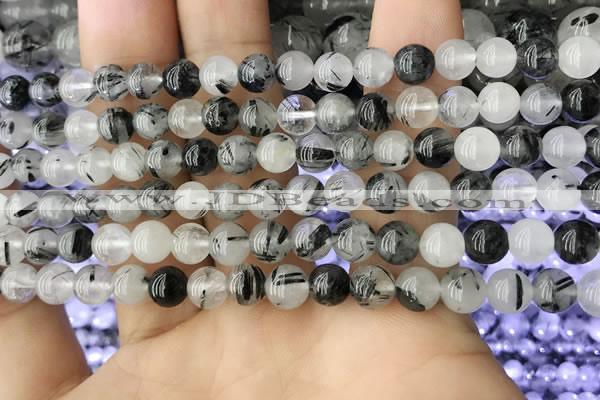 CRU536 15.5 inches 6mm round black rutilated quartz beads wholesale