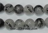 CRU54 15.5 inches 12mm round black rutilated quartz beads wholesale