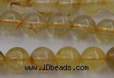 CRU602 15.5 inches 8mm round golden rutilated quartz beads