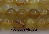 CRU603 15.5 inches 9mm round golden rutilated quartz beads